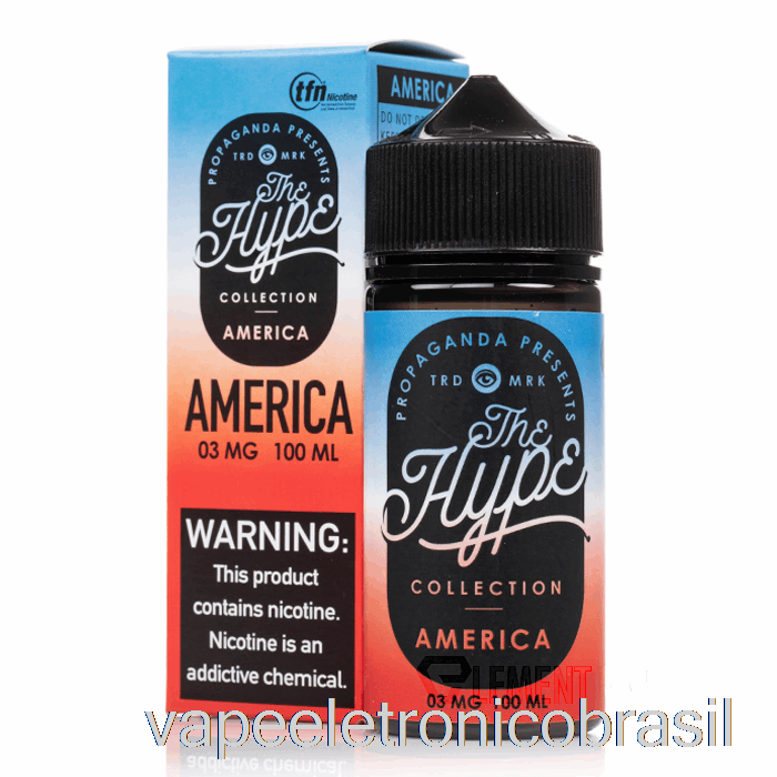 Vape Recarregável Hype - America - Propaganda E-líquidos - 100ml 0mg